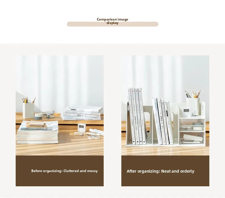Office Desk Bookelf Desktop Organizer File Book Storage Box Rectangular Plastic Simptic Desktop Storage Box for Office
