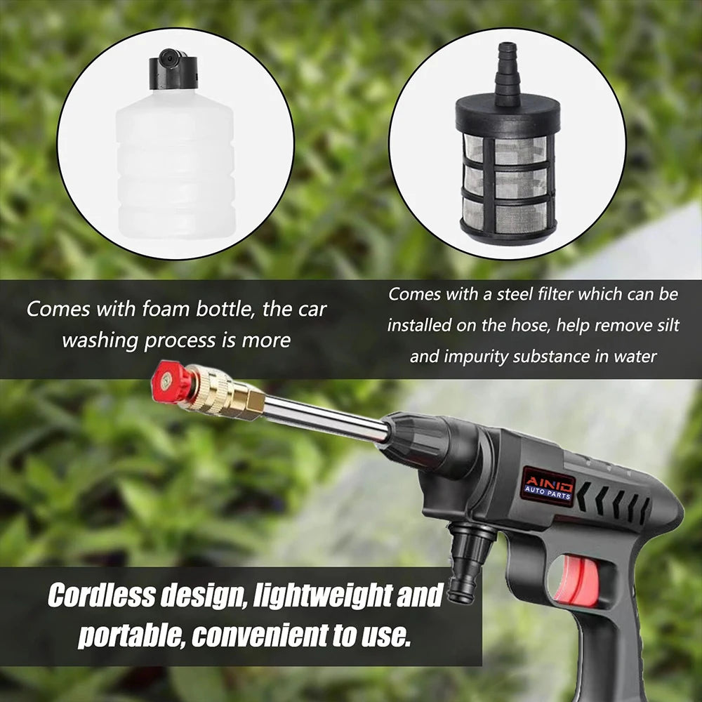 60BAR Wireless High Pressure Car Wash Water Gun Car Washer Self Priming Sustain 300W For Auto Home Garden Cleaning Car Washing