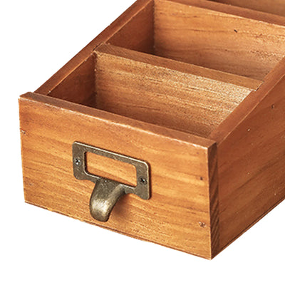 Wooden Desktop Organizer with 3 Compartments Compact Office Supplies Makeup Organizer for Bathroom Office Home Vanity Countertop