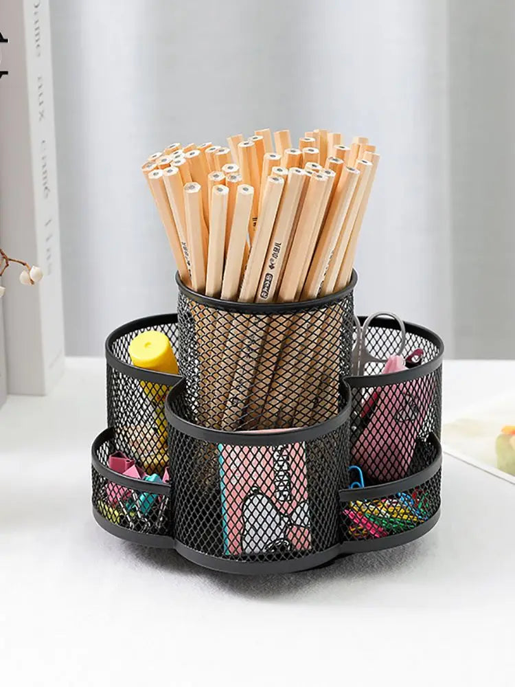 New Home Office Large Capacity Art Supply Space Saving 360 Degree Rotating 7 Compartments Pencil Holder Desk Organizer Workspace