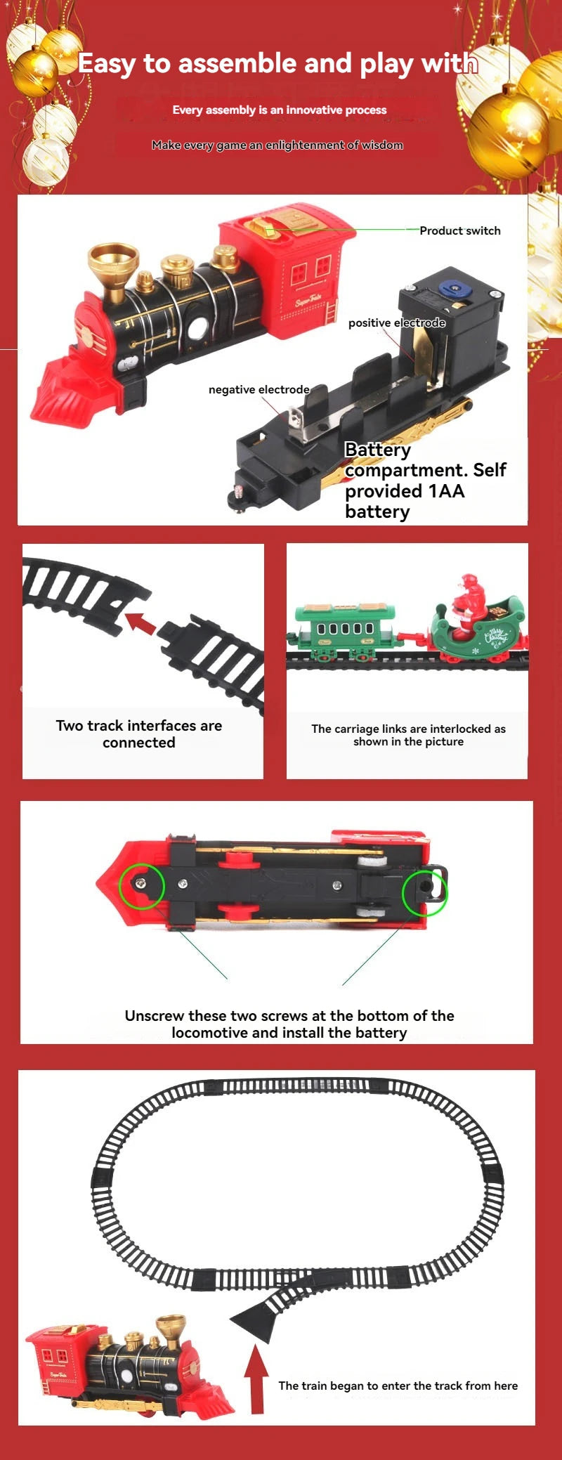 2025 Mini Electric Christmas Train Toy Electric Rail Car Children's Simulation Car Toy Children's Christmas Gift