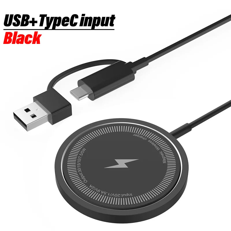 Magnetic Wireless Charger Pad Stand for iPhone 16 15 14 13 Pro Max Mini Airpods PD Macsafe Earphone Phone Fast Charging Station