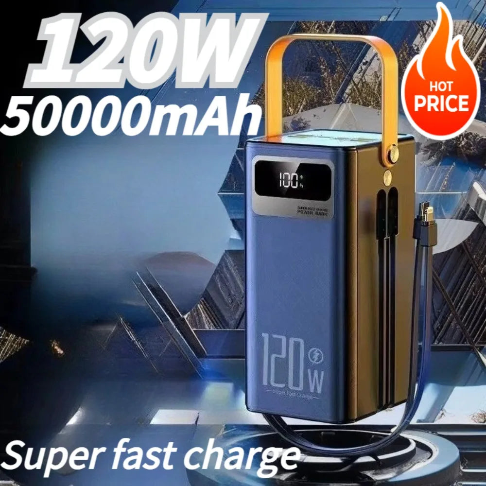 Portable Power Bank 120W 80000mAH Super Fast Charger Large Capacity External Battery Supports Simultaneous Charging of 7 Devices
