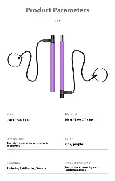 Adjustable Pilates Stick - Portable Fitness Bar with Resistance Bands