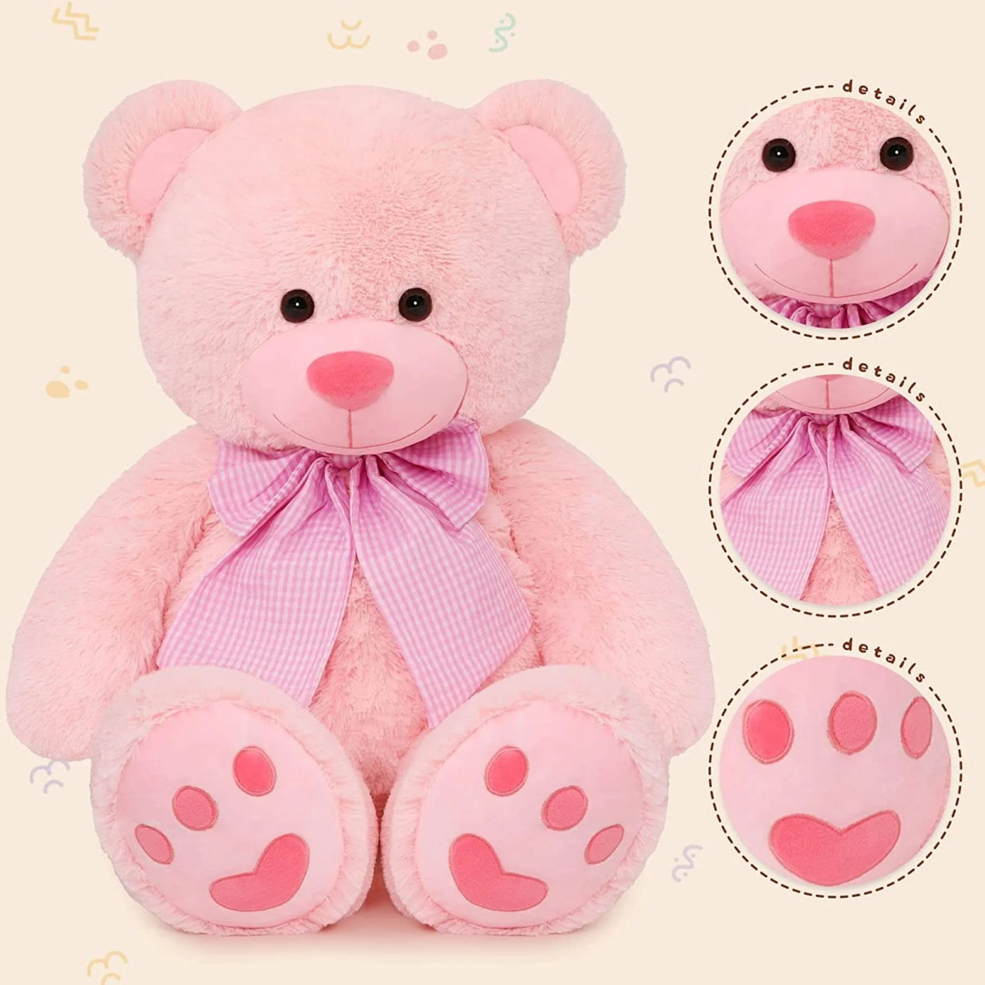4Ft Pink Giant Teddy Bear Plush Big Bear Stuffed Animal