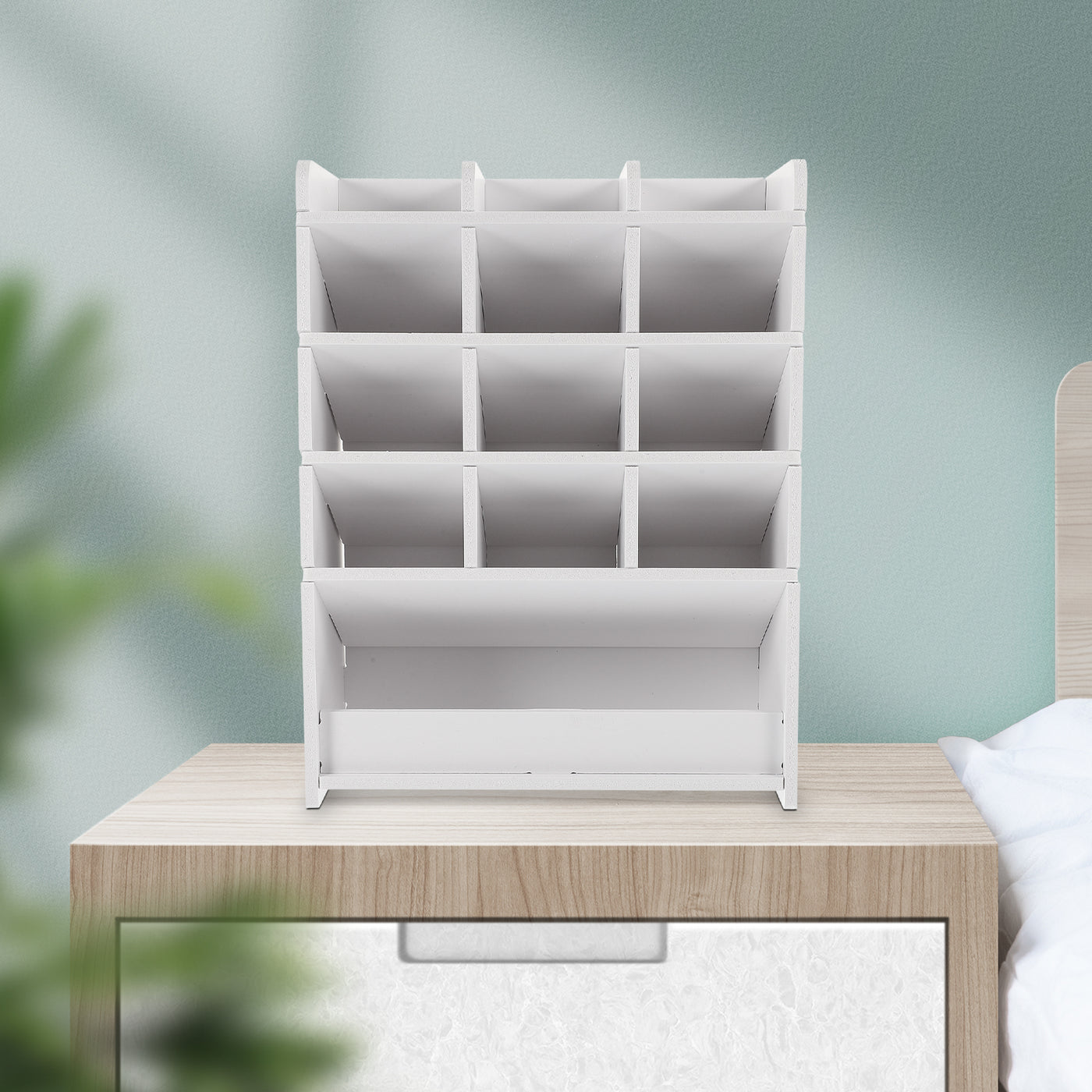 Desktop Storage Box Wood Office Stationery Organizer