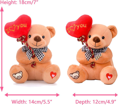 for Mom Plush Teddy Bear Holding Balloon Heart I Love You Lover'S Gifts Brown 7"