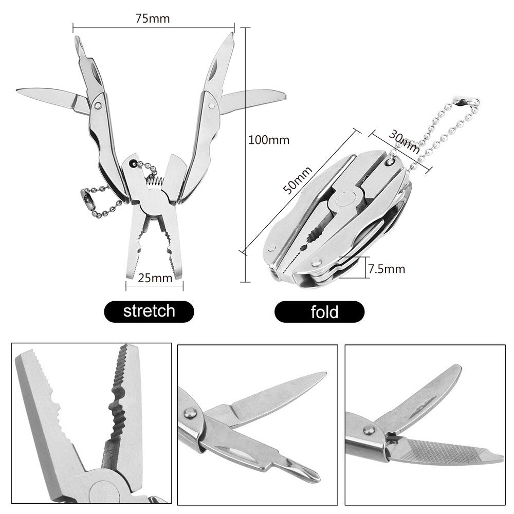 Mini Multi Tool Multitool Pliers Knife Screwdriver Keychain Outdoor Portable Hand Tool